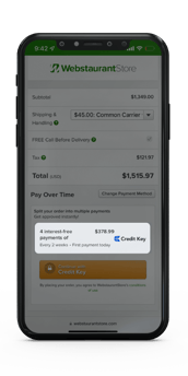 Webstaurant pay in 4 Credit Key